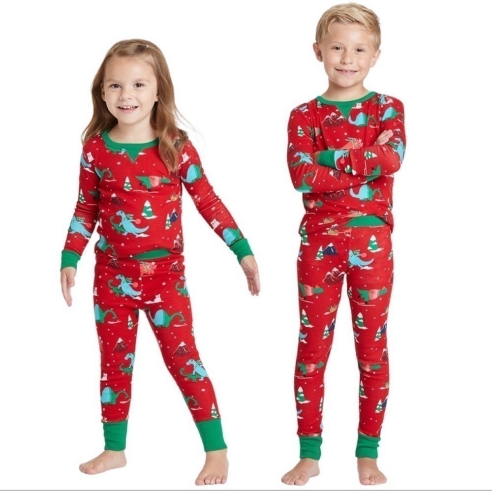 Target Wondershop Holiday Dino Print Pajama Set Toddler Size 3T